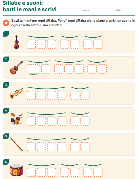 Anteprima della scheda di Scatole dei suoni con Musica per Scuola primaria classe prima