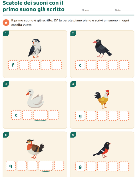 Anteprima della scheda di Scatole dei suoni con Uccelli 2 per Scuola dell'infanzia (5-7 anni)