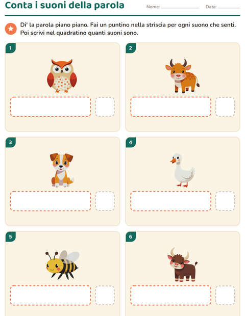 Anteprima della scheda di Scatole dei suoni con Animali della fattoria per Scuola dell'infanzia (5-7 anni)