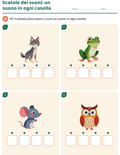 Anteprima della scheda di Scatole dei suoni con Creature della foresta per Scuola dell'infanzia (5-7 anni)