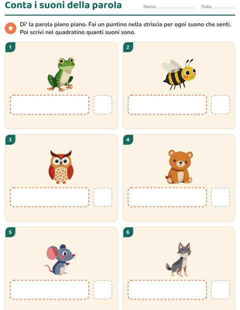 Anteprima della scheda di Scatole dei suoni con Creature della foresta per Scuola dell'infanzia (5-7 anni)
