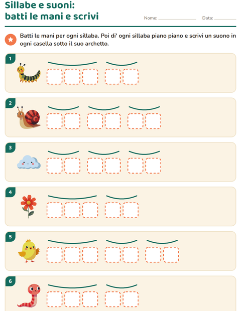 Anteprima della scheda di Scatole dei suoni con Primavera per Scuola primaria classe prima