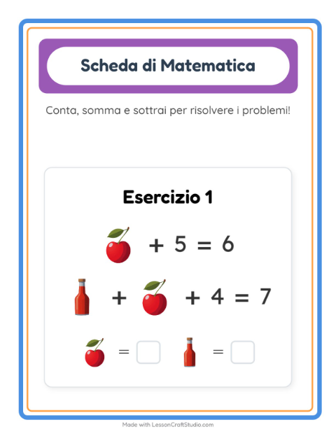 Anteprima della scheda di Scheda Di Matematica con Al supermercato per Scuola dell'infanzia (5-7 anni)