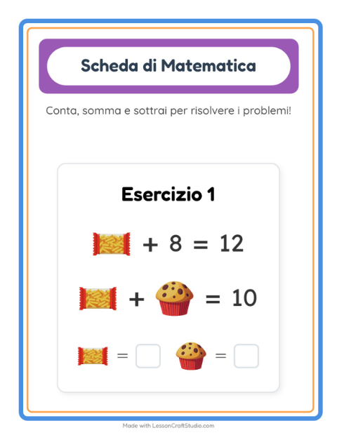 Anteprima della scheda di Scheda Di Matematica con Al supermercato per Scuola dell'infanzia (5-7 anni)