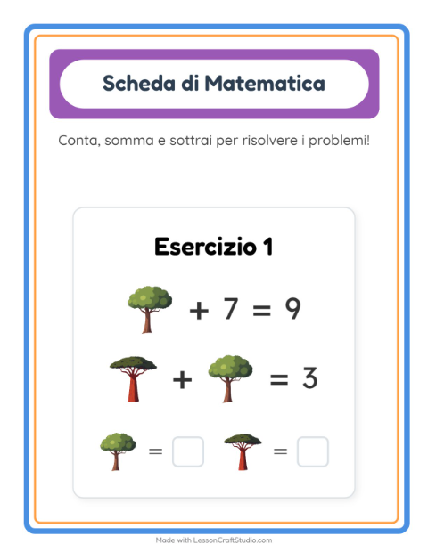 Anteprima della scheda di Scheda Di Matematica con Alberi per Scuola dell'infanzia (5-7 anni)