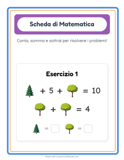 Anteprima della scheda di Scheda Di Matematica con Alberi per Scuola dell'infanzia (5-7 anni)
