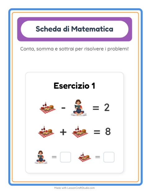 Anteprima della scheda di Scheda Di Matematica con Attività per Scuola dell'infanzia (5-7 anni)