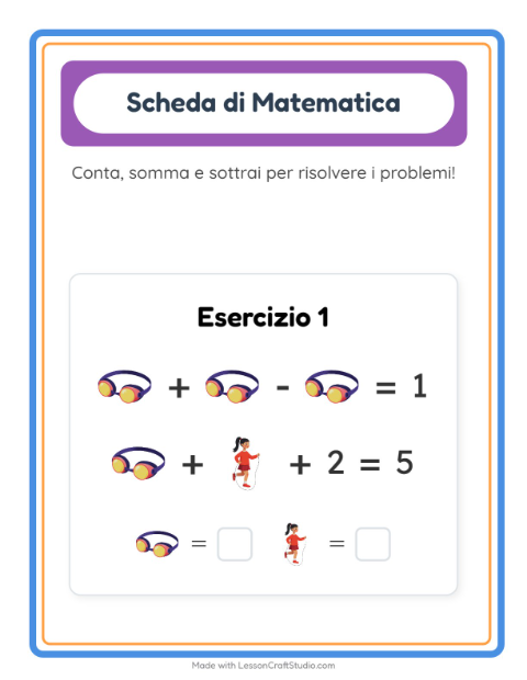 Calcoli illustrati e Attività – scheda per la classe prima — 2