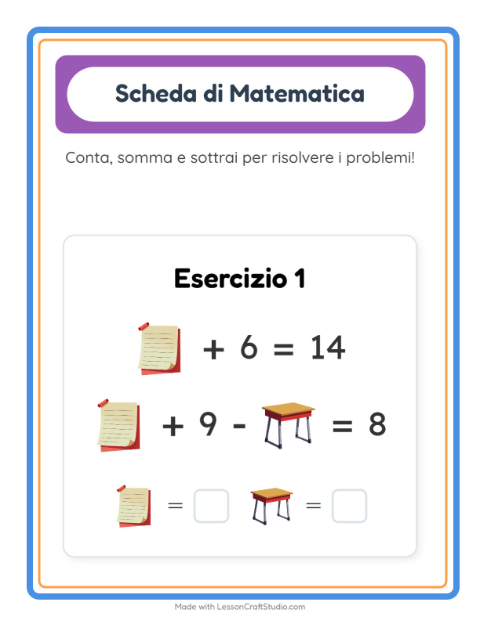 Anteprima della scheda di Scheda Di Matematica con Aula per Scuola dell'infanzia (5-7 anni)