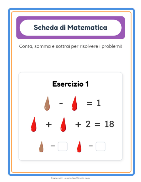 Anteprima della scheda di Scheda Di Matematica con Colori per Scuola dell'infanzia (5-7 anni)