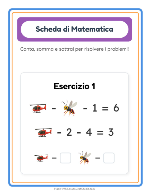 Anteprima della scheda di Scheda Di Matematica con Cose che volano per Scuola dell'infanzia (5-7 anni)