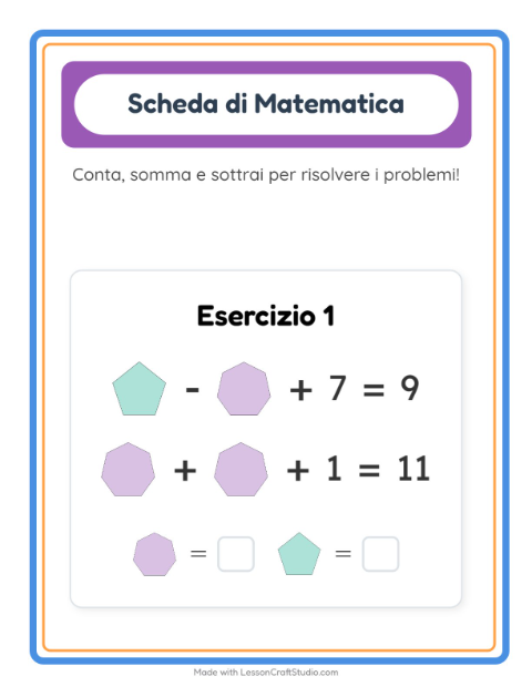 Anteprima della scheda di Scheda Di Matematica con Forme per Scuola dell'infanzia (5-7 anni)