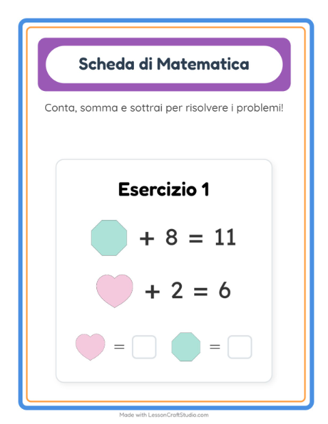 Anteprima della scheda di Scheda Di Matematica con Forme per Scuola dell'infanzia (5-7 anni)