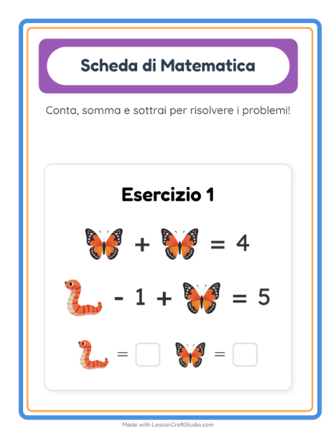 Anteprima della scheda di Scheda Di Matematica con Insetti e scarafaggi per Scuola dell'infanzia (5-7 anni)