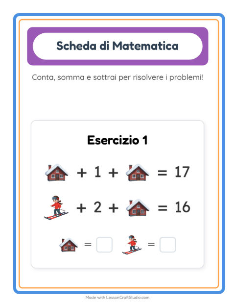 Anteprima della scheda di Scheda Di Matematica con Inverno per Scuola dell'infanzia (5-7 anni)