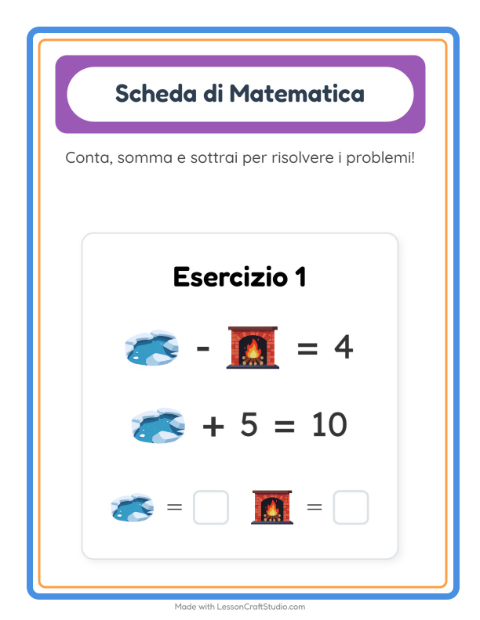 Anteprima della scheda di Scheda Di Matematica con Inverno per Scuola dell'infanzia (5-7 anni)