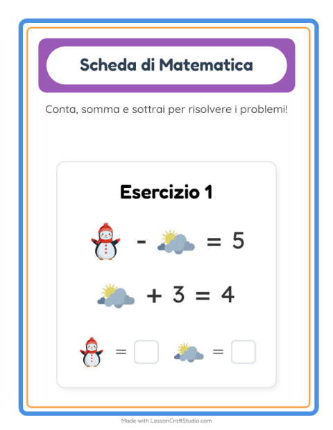 Anteprima della scheda di Scheda Di Matematica con Meteo per Scuola dell'infanzia (5-7 anni)