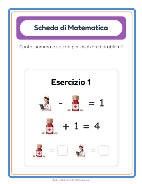 Anteprima della scheda di Scheda Di Matematica con Ospedale per Scuola dell'infanzia (5-7 anni)