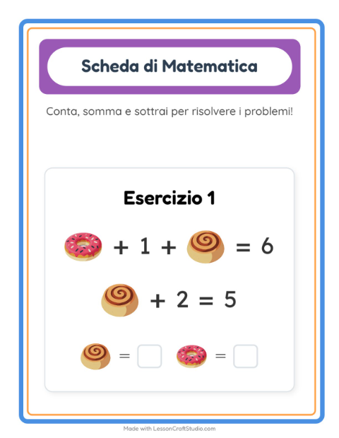 Anteprima della scheda di Scheda Di Matematica con Panetteria per Scuola dell'infanzia (5-7 anni)