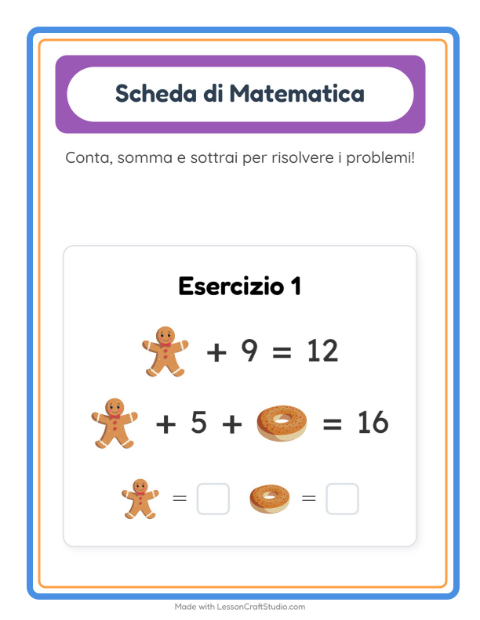 Anteprima della scheda di Scheda Di Matematica con Panetteria per Scuola dell'infanzia (5-7 anni)