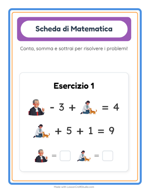 Anteprima della scheda di Scheda Di Matematica con Professioni per Scuola dell'infanzia (5-7 anni)