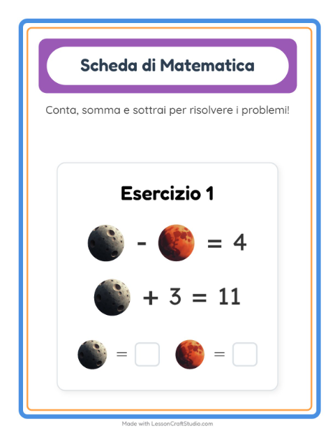 Anteprima della scheda di Scheda Di Matematica con Spazio per Scuola dell'infanzia (5-7 anni)