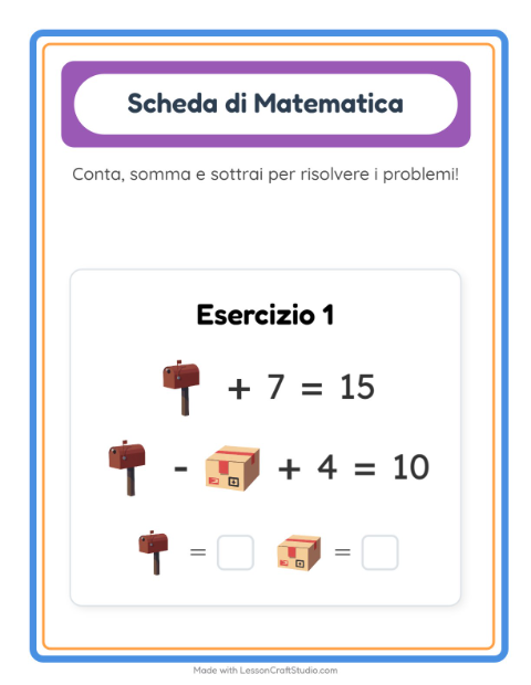 Anteprima della scheda di Scheda Di Matematica con Ufficio postale per Scuola dell'infanzia (5-7 anni)