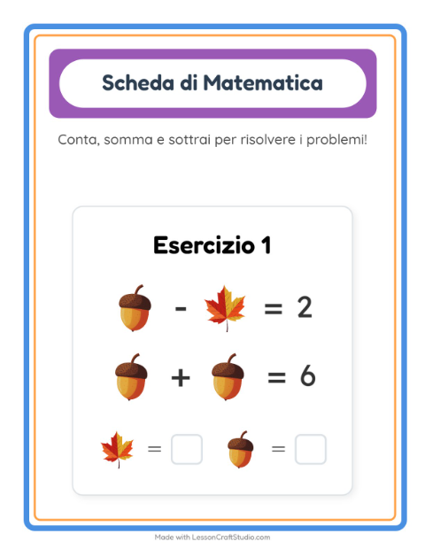 Anteprima della scheda di Scheda Di Matematica con Varie per Scuola dell'infanzia (5-7 anni)