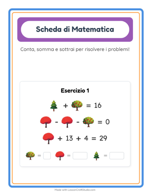 Anteprima della scheda di Scheda Di Matematica con Alberi per Scuola dell'infanzia (5-7 anni)