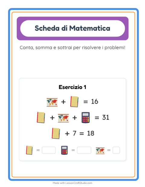 Anteprima della scheda di Scheda Di Matematica con Aula per Scuola dell'infanzia (5-7 anni)