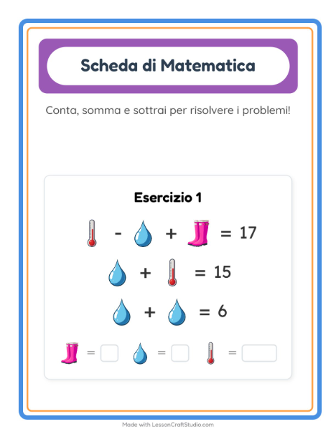 Anteprima della scheda di Scheda Di Matematica con Meteo per Scuola dell'infanzia (5-7 anni)