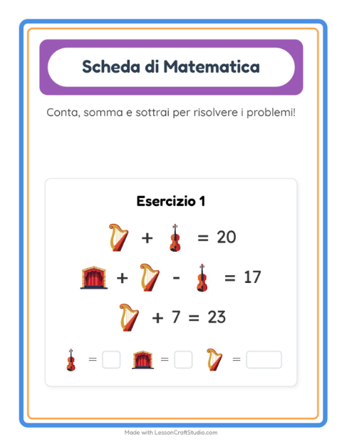 Anteprima della scheda di Scheda Di Matematica con Musica per Scuola dell'infanzia (5-7 anni)
