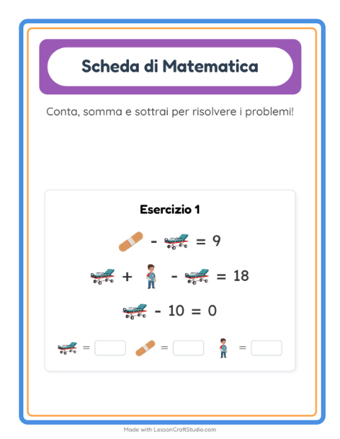 Anteprima della scheda di Scheda Di Matematica con Ospedale per Scuola dell'infanzia (5-7 anni)