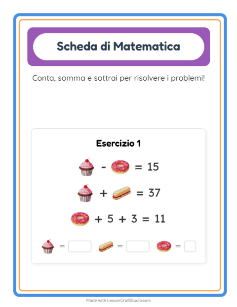 Anteprima della scheda di Scheda Di Matematica con Panetteria per Scuola dell'infanzia (5-7 anni)