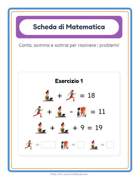Anteprima della scheda di Scheda Di Matematica con Professioni per Scuola dell'infanzia (5-7 anni)