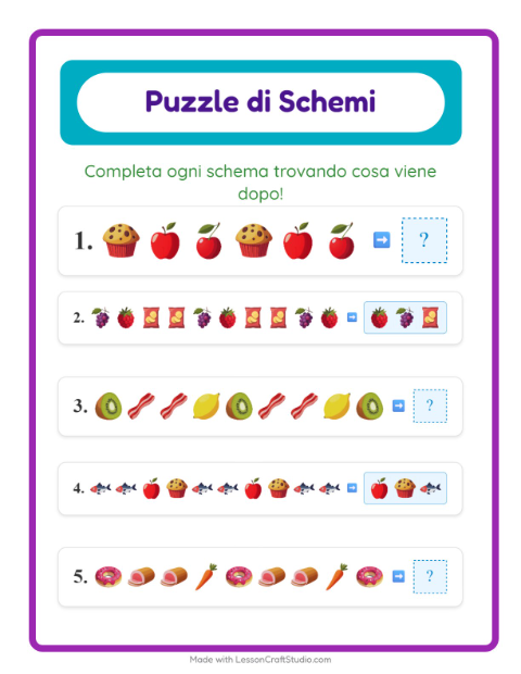 Anteprima della scheda di Scheda Di Modelli con Al supermercato per Scuola primaria classe prima