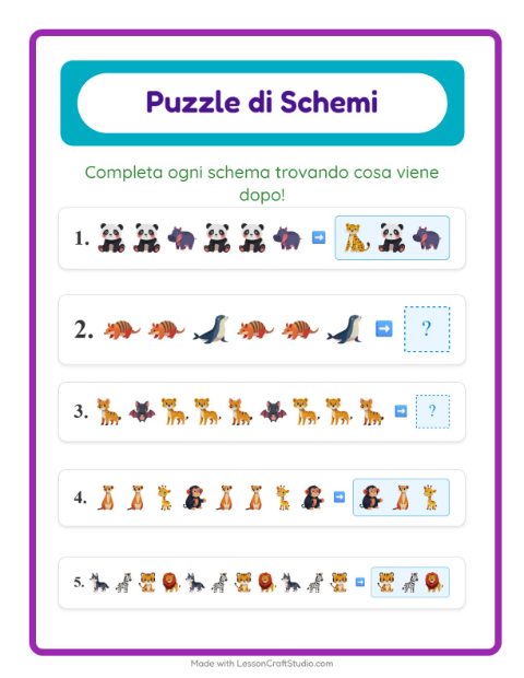 Anteprima della scheda di Scheda Di Modelli con Animali dello zoo per Scuola primaria classe prima