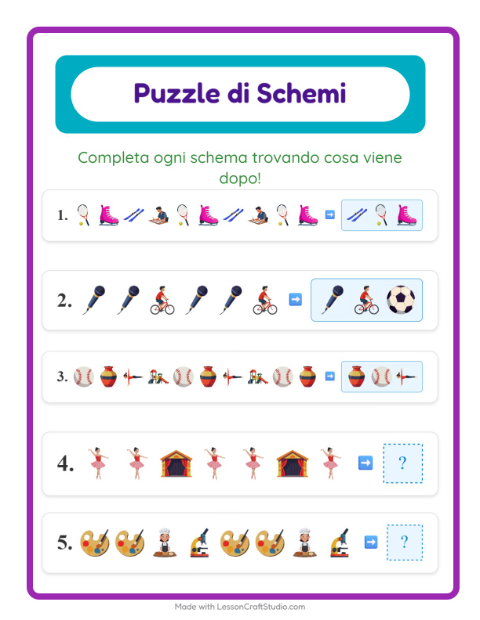 Anteprima della scheda di Scheda Di Modelli con Attività per Scuola primaria classe prima