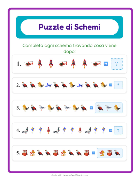 Anteprima della scheda di Scheda Di Modelli con Cose che volano per Scuola primaria classe prima