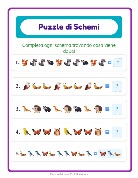 Anteprima della scheda di Scheda Di Modelli con Creature della foresta per Scuola primaria classe prima