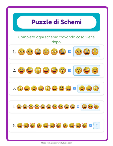 Anteprima della scheda di Scheda Di Modelli con Emozioni per Scuola primaria classe prima