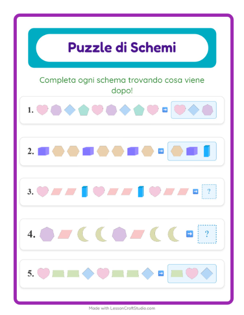 Anteprima della scheda di Scheda Di Modelli con Forme per Scuola primaria classe prima