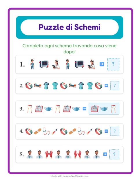 Anteprima della scheda di Scheda Di Modelli con Ospedale per Scuola primaria classe prima