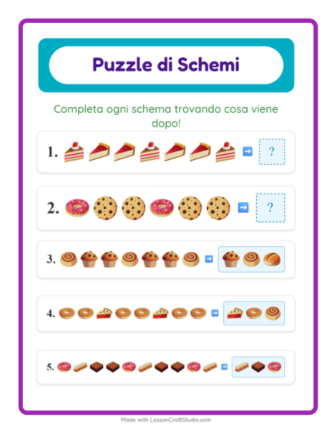 Anteprima della scheda di Scheda Di Modelli con Panetteria per Scuola primaria classe prima