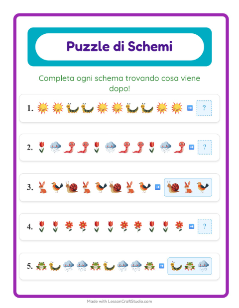 Anteprima della scheda di Scheda Di Modelli con Primavera per Scuola primaria classe prima