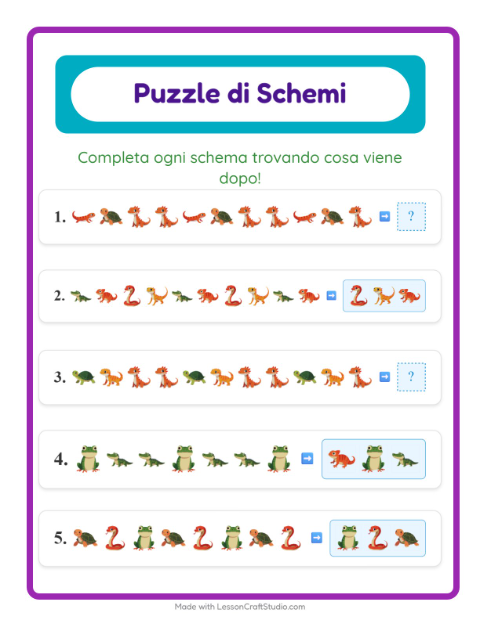 Anteprima della scheda di Scheda Di Modelli con Rettili e anfibi per Scuola primaria classe prima