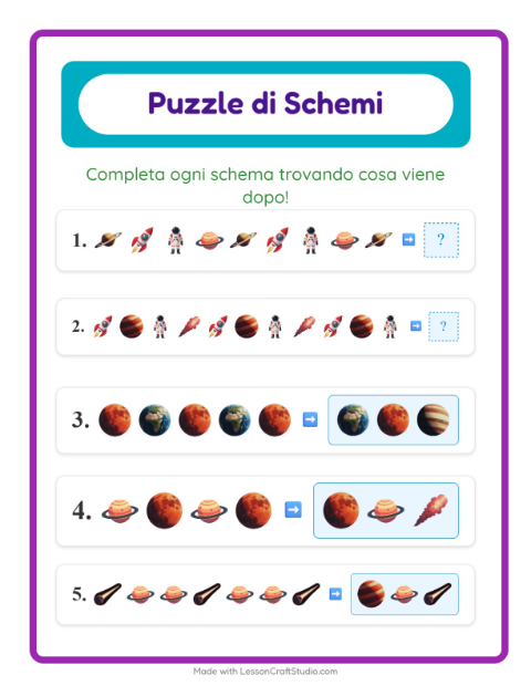 Anteprima della scheda di Scheda Di Modelli con Spazio per Scuola primaria classe prima
