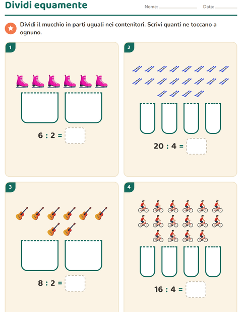 Anteprima della scheda di Schieramenti e moltiplicazione con Attività per Scuola primaria classe seconda