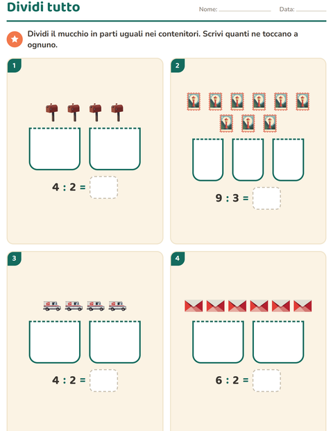 Anteprima della scheda di Schieramenti e moltiplicazione con Ufficio postale per Scuola primaria classe terza