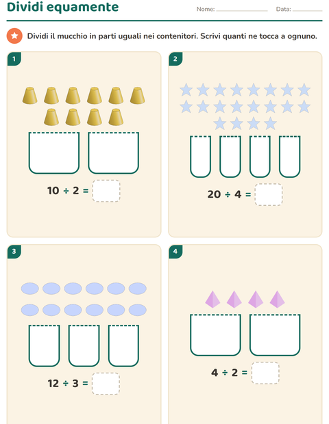 Anteprima della scheda di Schieramenti e moltiplicazione con Forme per Scuola primaria classe seconda